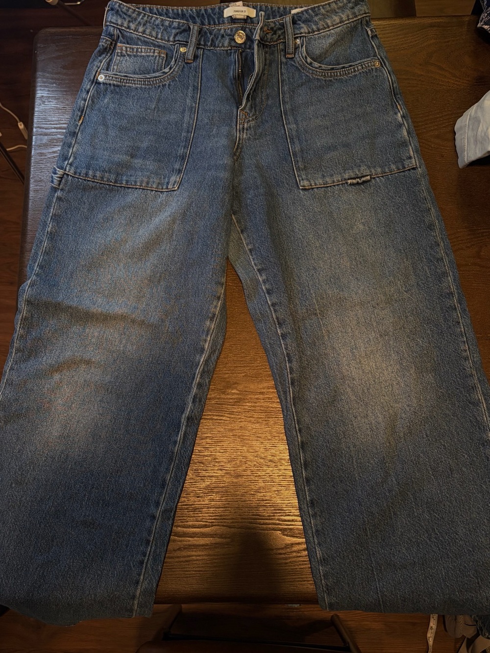 Forever 21 Womens Blue Straight-Leg Jeans